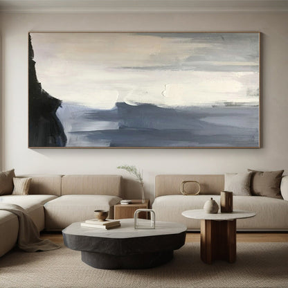 Oversized Bespoke Hand-Painted Abstract Canvas for Bathroom Shower Alcove Wall LargeART0614