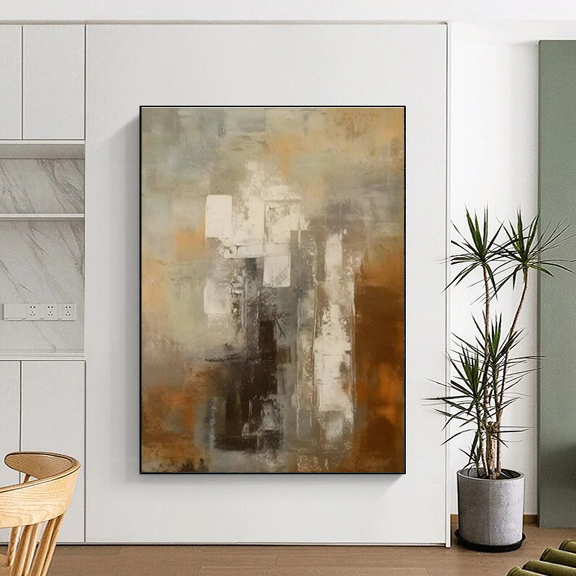 Tailored Large-Format Hand-Painted Abstract Canvas for Family Room Fireside Wall LargeART0602