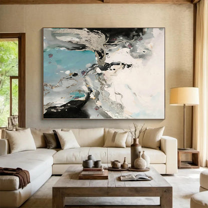 Huge Hand-Painted Abstract Canvas for Dining Room Banquet Wall