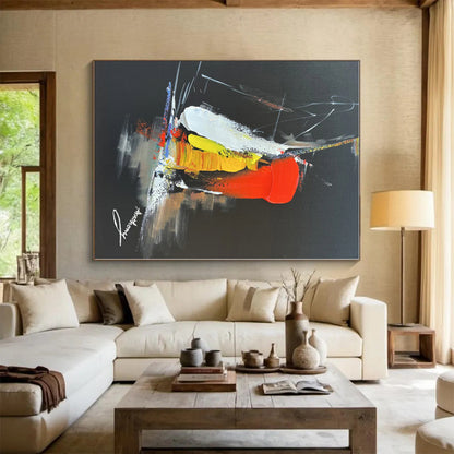 Gigantic Hand-Crafted Abstract Canvas for Dining Room Feast Wall