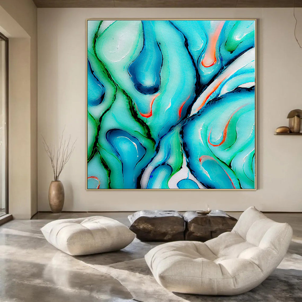 Giant Hand-Painted Contemporary Abstract Canvas for Bedroom Entry Walls
