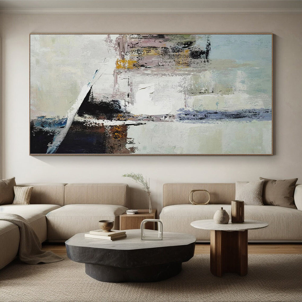 Monumental Custom Abstract Art for Guest Room Fireplace and Mantel Feature Walls