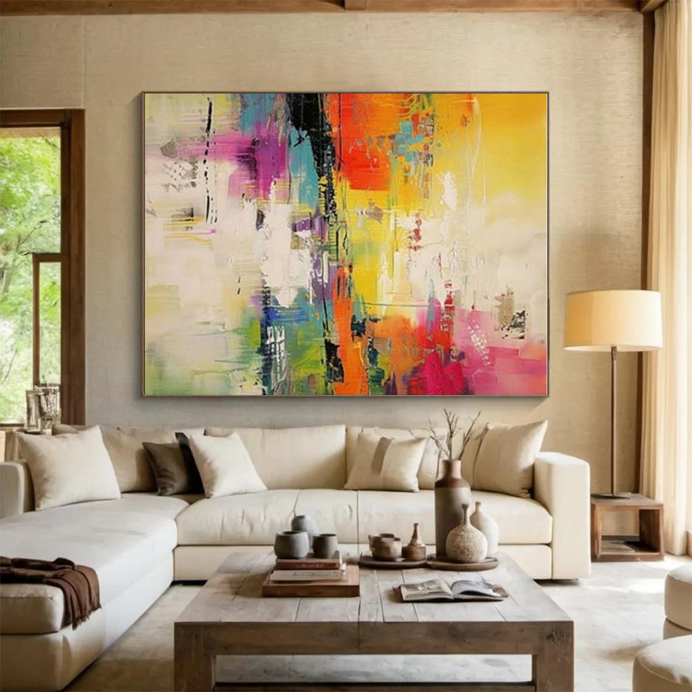 Huge Abstract Canvas for Basement Game Room Feature Wall