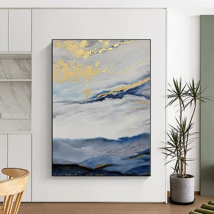 Custom Giant Hand-Painted Abstract Canvas for Bathroom Vanity Feature Wall LargeART0584