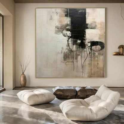 Oversized Hand-Painted Contemporary Abstract Mural for Bedroom Alcoves