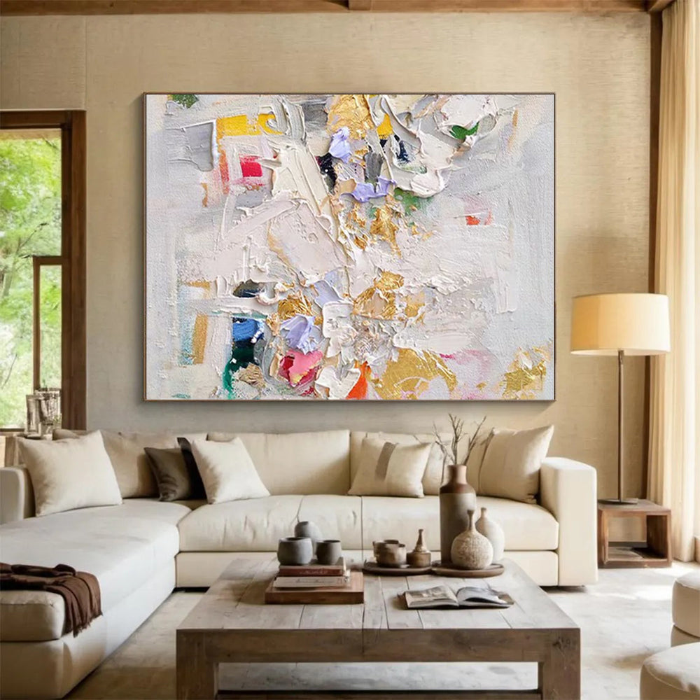 Oversized Modern Abstract Canvas for Contemporary Living Room Media Wall