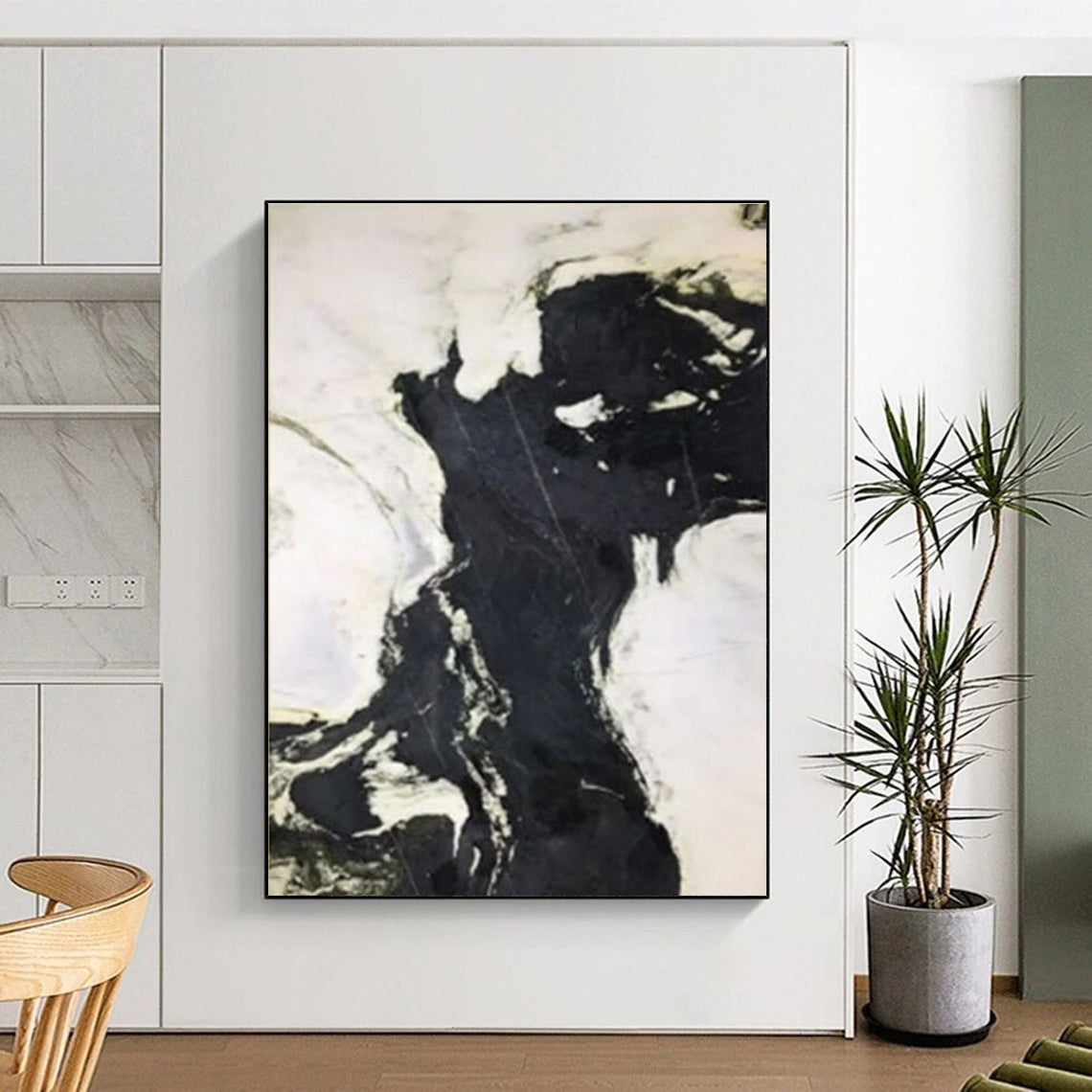 Oversized Modern Hand-Painted Abstract Canvas for Contemporary Hallway Picture Wall