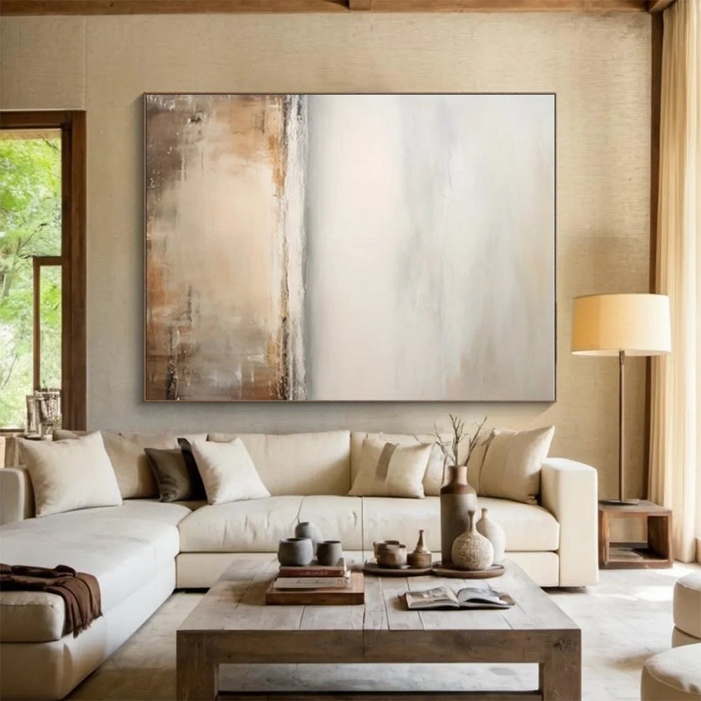 Contemporary Extra-Large Hand-Painted Abstract Canvas for Open Concept Living Areas