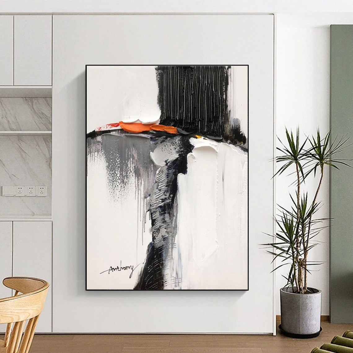 Oversized Modern Abstract Wall Art for Kitchen Island Focal Point