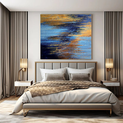Large Hand-Painted Contemporary Abstract Wall Art for Bedroom Bunk Bed Areas