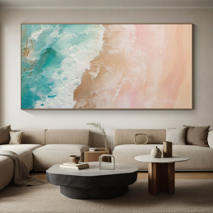 Monumental Modern Abstract Painting for Contemporary Home Indoor Poolside Lounge Wall