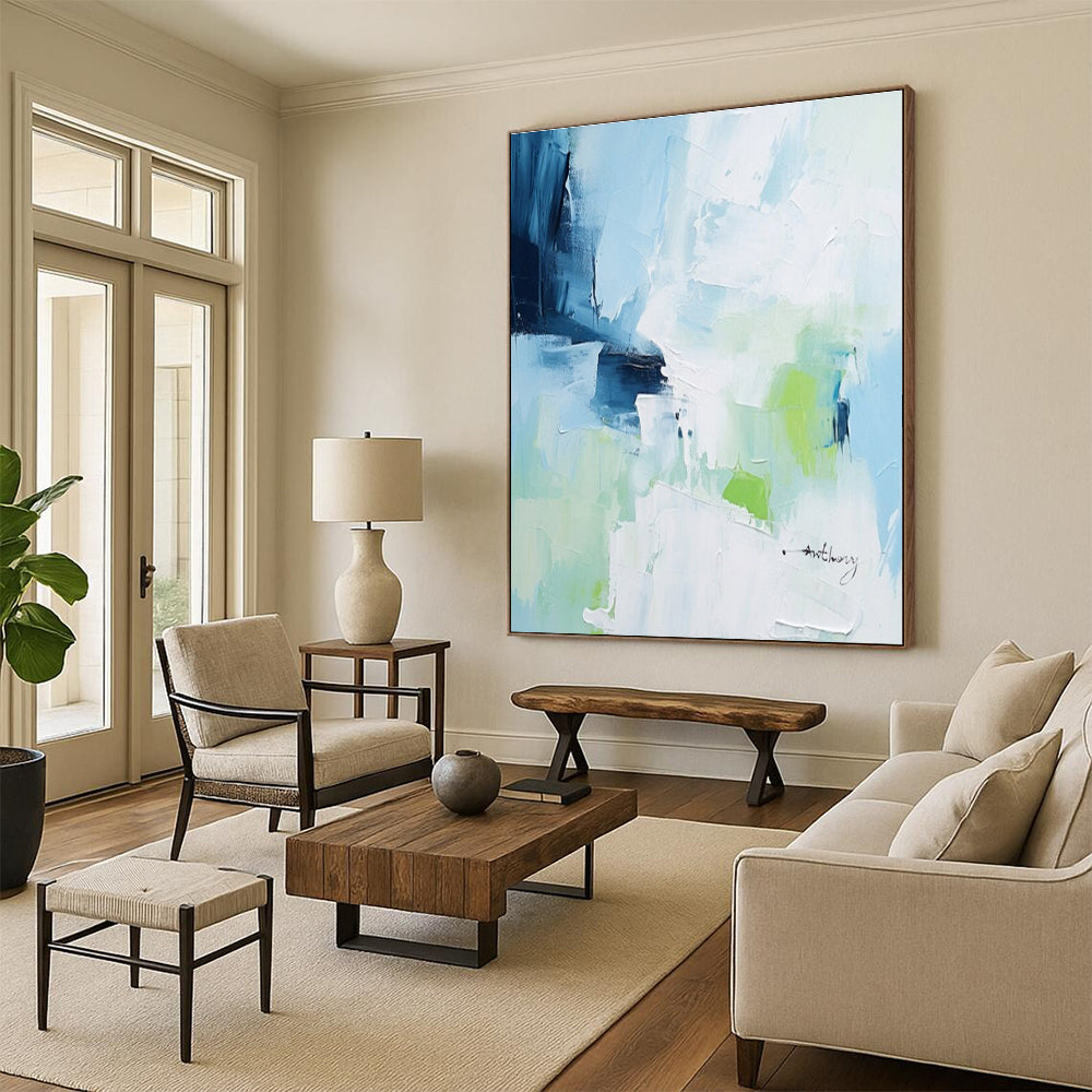 Huge Modern Abstract Painting for Reading Nook Cozy and Contemporary Vibe