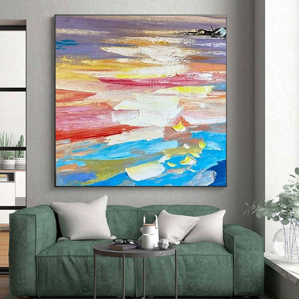 Giant Contemporary Abstract Painting for Modern Master Bedroom Bedhead Wall