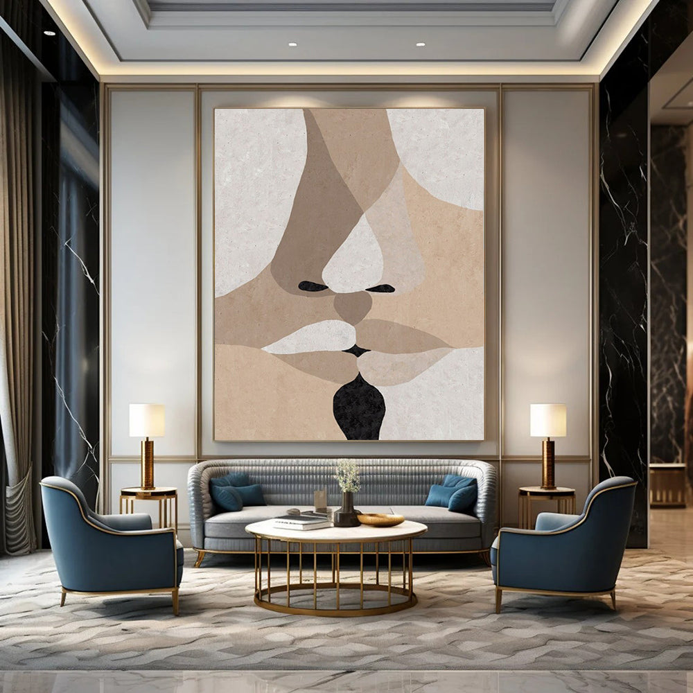 Elegant Hand-Painted Abstract Art for Living Room Behind Console Tables