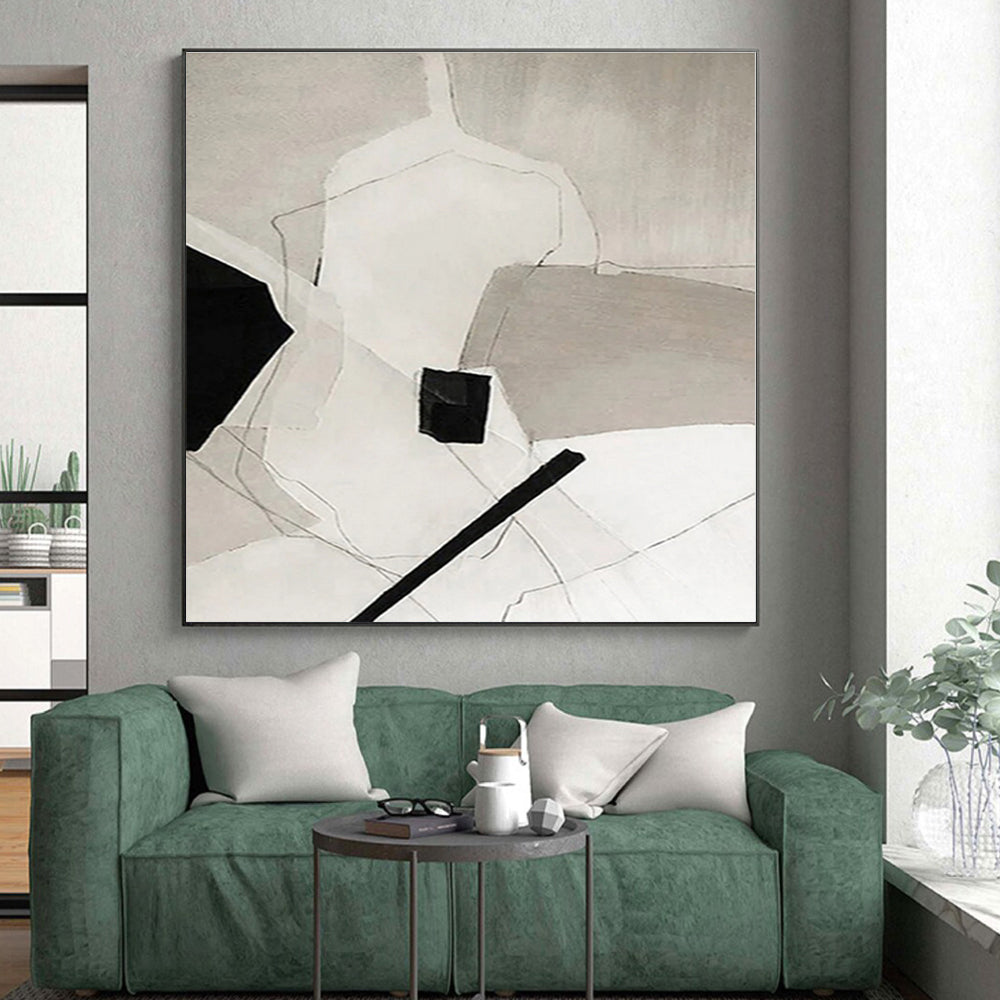 Super-Sized Abstract Minimalist Hand-Painted Art for Reading Nook Cozy Wall