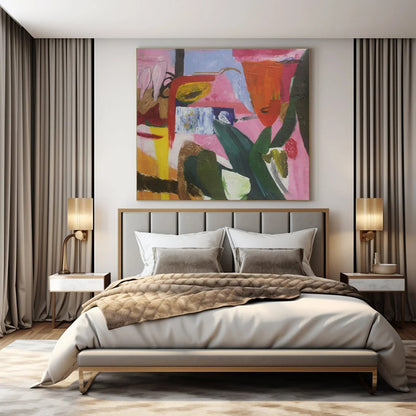 Oversized Hand-Painted Abstract Mural for Office & Entryway