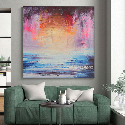 Immense Abstract Japanese Garden - Hand-Painted Gouache for Tea Ceremony Rooms