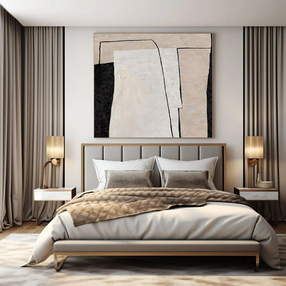Colossal Hand-Painted Contemporary Abstract Canvas for Living Room Above Bookcases
