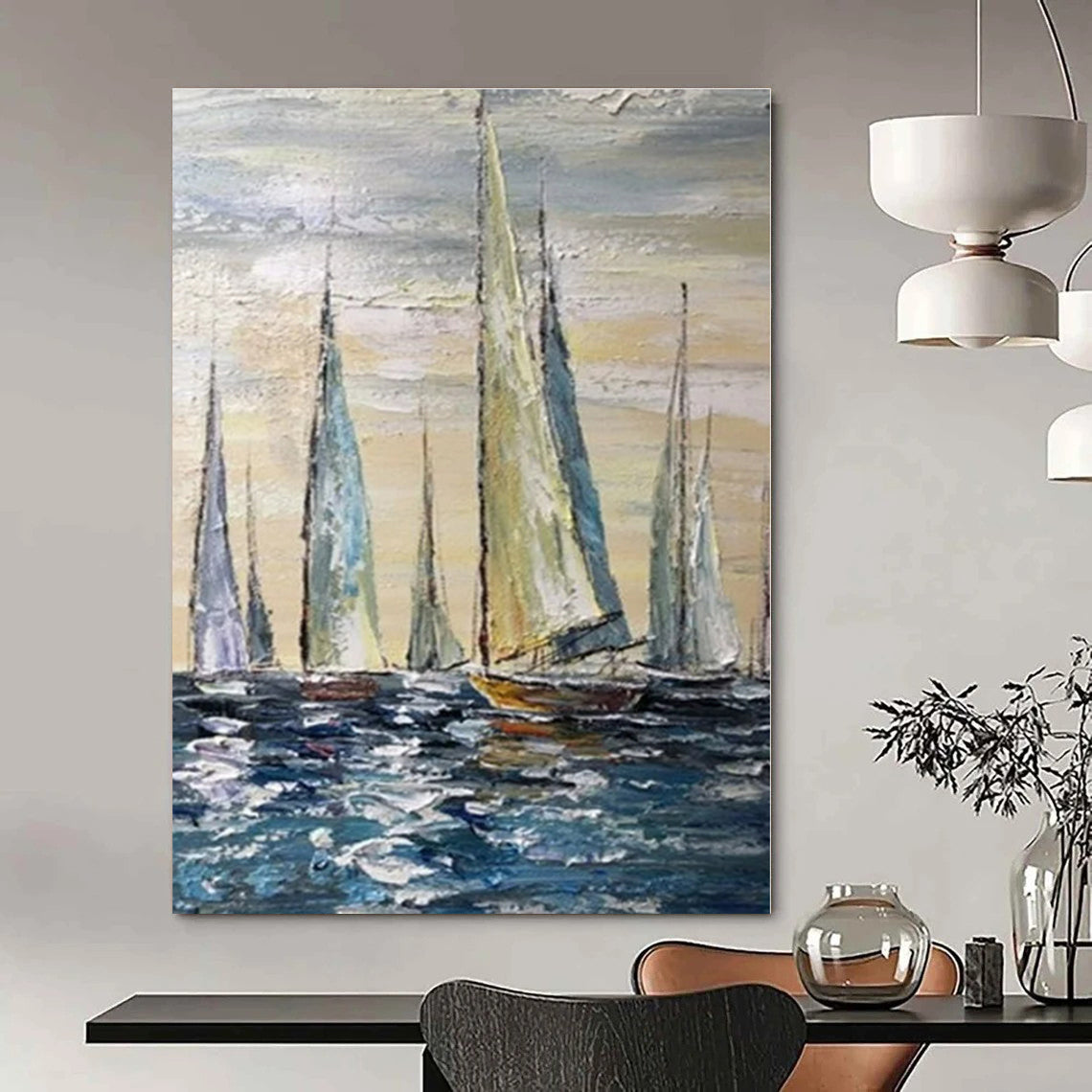 Hand-Painted Custom Abstract Artwork for Office Training Rooms