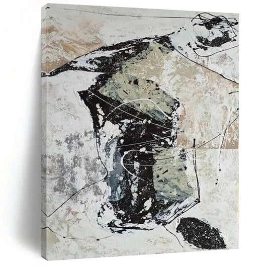 Immense Hand-Painted Abstract Art for Basement Entertainment Area