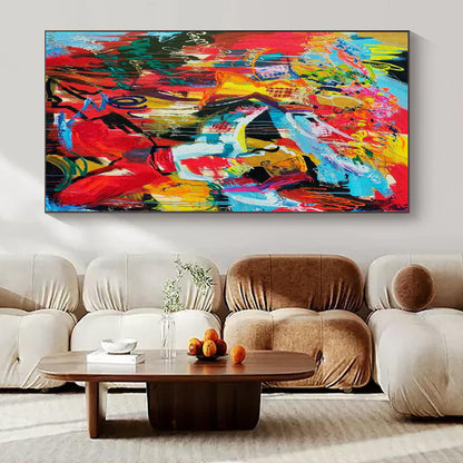 Floral Abstraction Hand-Painted Wall Art for Dining Room Bay Windows