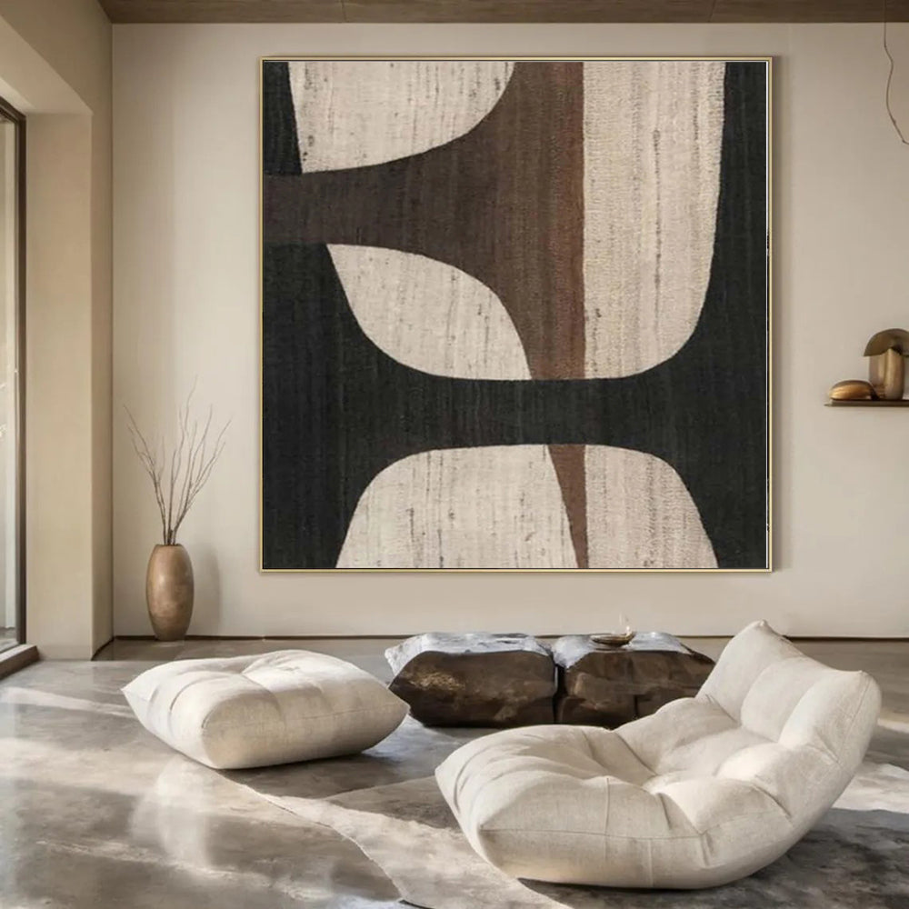 Immense Abstract Canvas for Living Room Bay Windows - Hand-Painted Resin