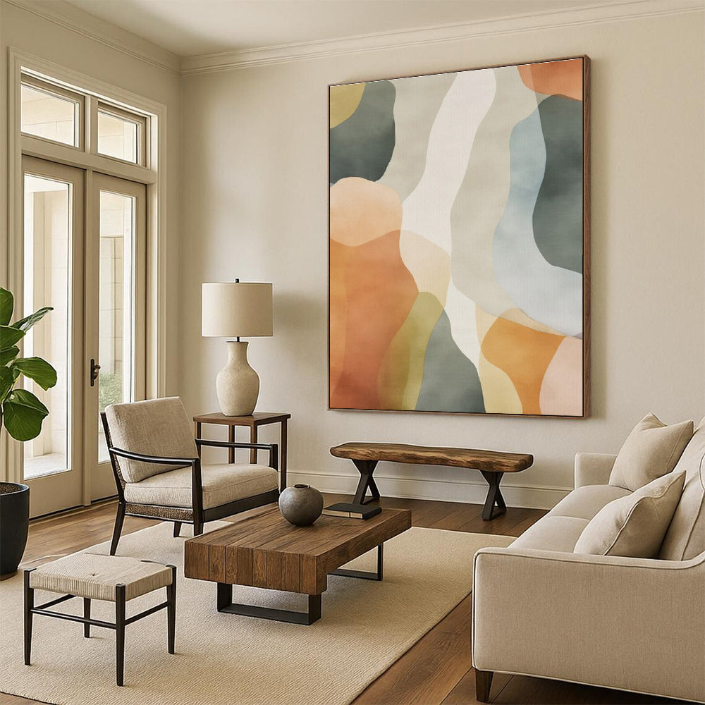 Monumental Modern Abstract Painting for Kitchen Island Backdrop in Contemporary Kitchens