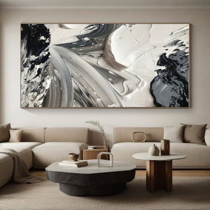 Oversized Hand-Painted Abstract Canvas for Home Music Studio Recording Booth Wall