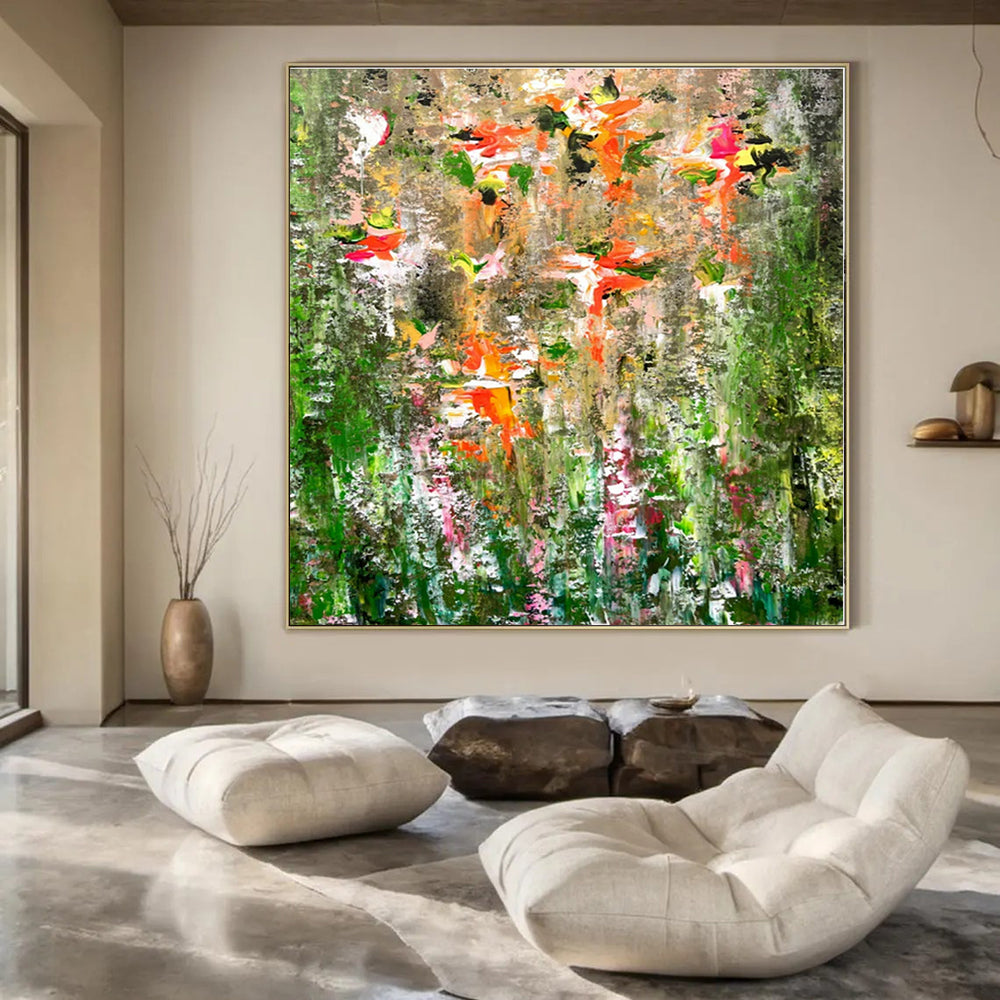 Huge Hand-Painted Contemporary Abstract Canvas for Bedroom Above Headboard Niche