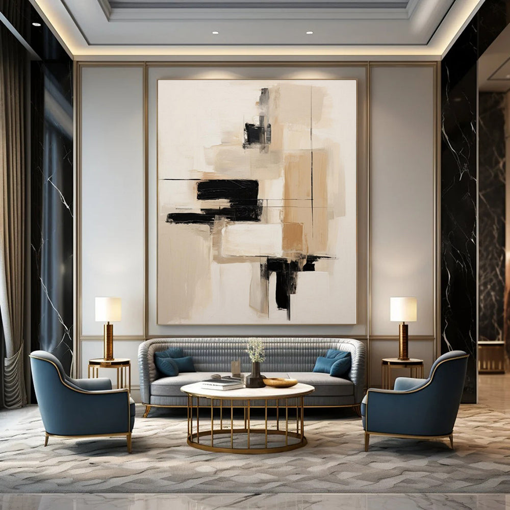 Large-Scale Hand-Painted Contemporary Abstract Mural for Office IT Help Desks