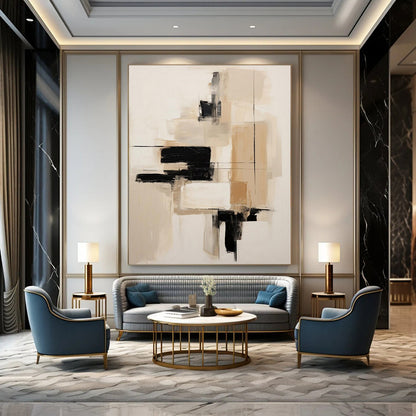 Large-Scale Hand-Painted Contemporary Abstract Mural for Office IT Help Desks