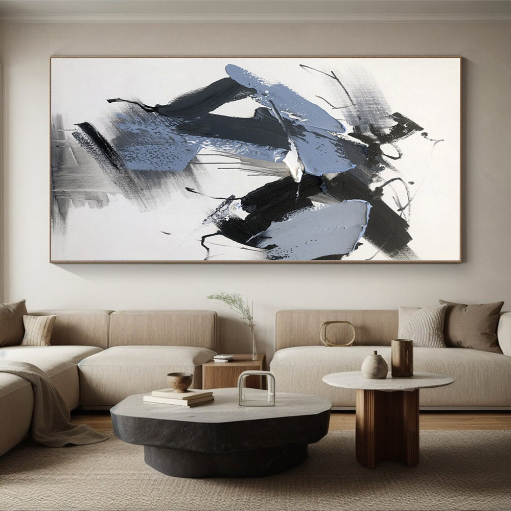 Custom Large Hand-Painted Abstract Canvas for Pet Nook Feature Wall