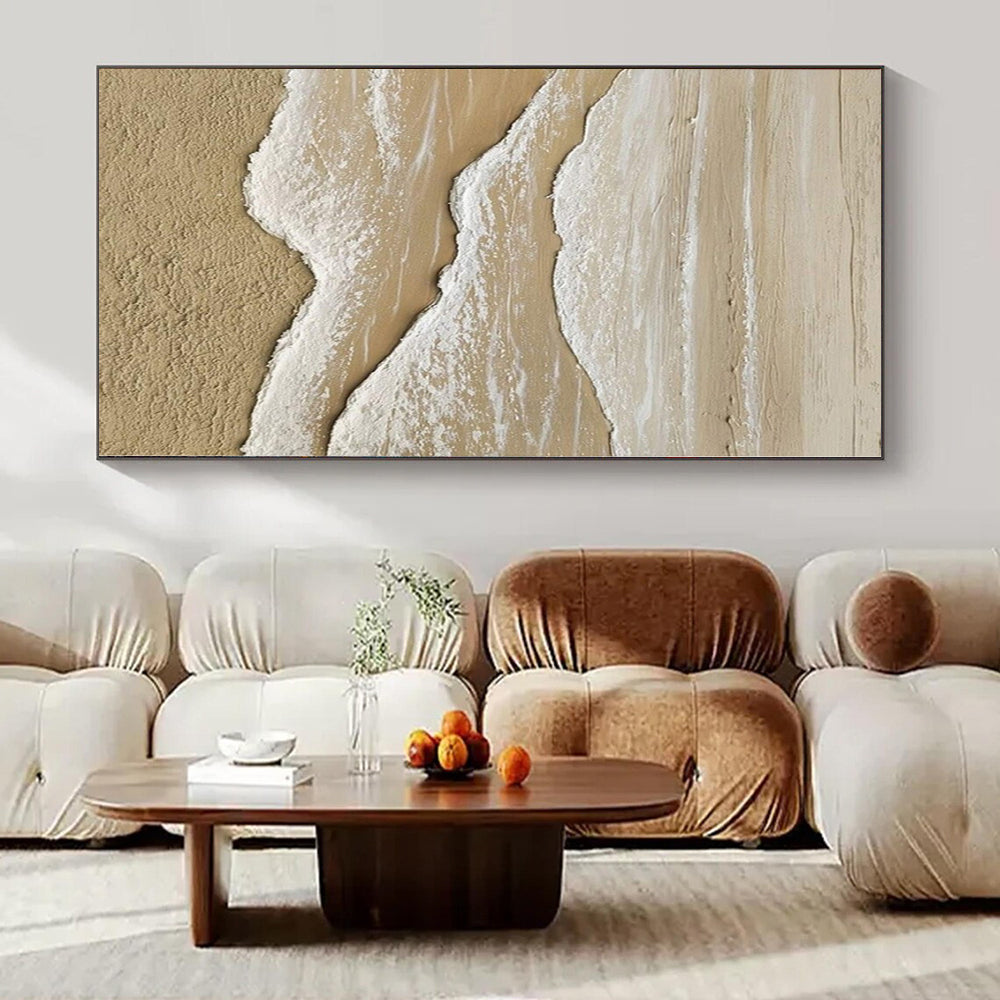 Hand-Painted Grand-Scale Abstract Canvas for Family Living Room Feature Walls