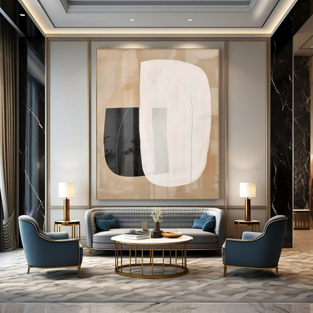 Oversized Hand-Painted Modern Abstract Mural for Family Home Teen Hangouts
